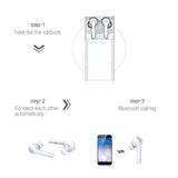 Wireless 3d Stereo Earphones with Bluetooth 5.0 - White - Rear View