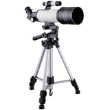 High Definition Astronomical Telescope with Tripod and Phone Clip - White - Side View