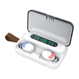 Three-screen Bluetooth Earphone with Noise Reduction and Hand Strap - White - Front View