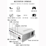 Mini Led Projector 1800 Lumens For Home Theater - Hdmi / Av / Sd / Usb / Vga Support - White Mobile Phone Version - Low Angle