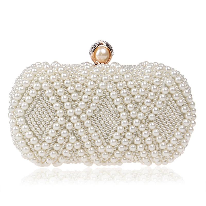 Party Pearl Handbag Women Fashion Crossbody For Banquets & Events - White