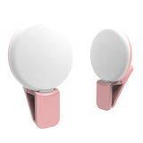Portable Mini Beauty Light for Smartphones - 3 Brightness Levels 9 Led Warm / White - Iphone Galaxy Huawei Xiaomi Lg Htc - White - Side View