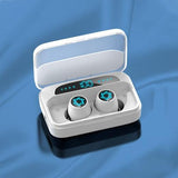 Wireless Bluetooth Earphones with Charging Box - White - Front View
