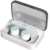 Wireless Bluetooth Earphones with Charging Box - White - Side View