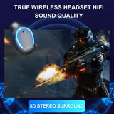 Intelligent Noise Cancelling Bluetooth Earphones with Touch Control and Charging Box - White - Rear View