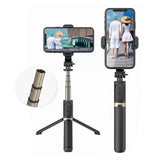 Bluetooth Remote Selfie Stick with Tripod and Phone Holder - White