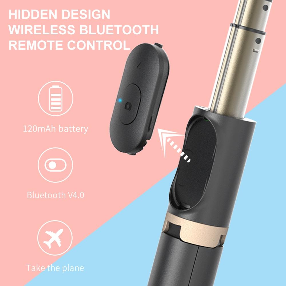 Bluetooth Remote Selfie Stick with Tripod and Phone Holder - White