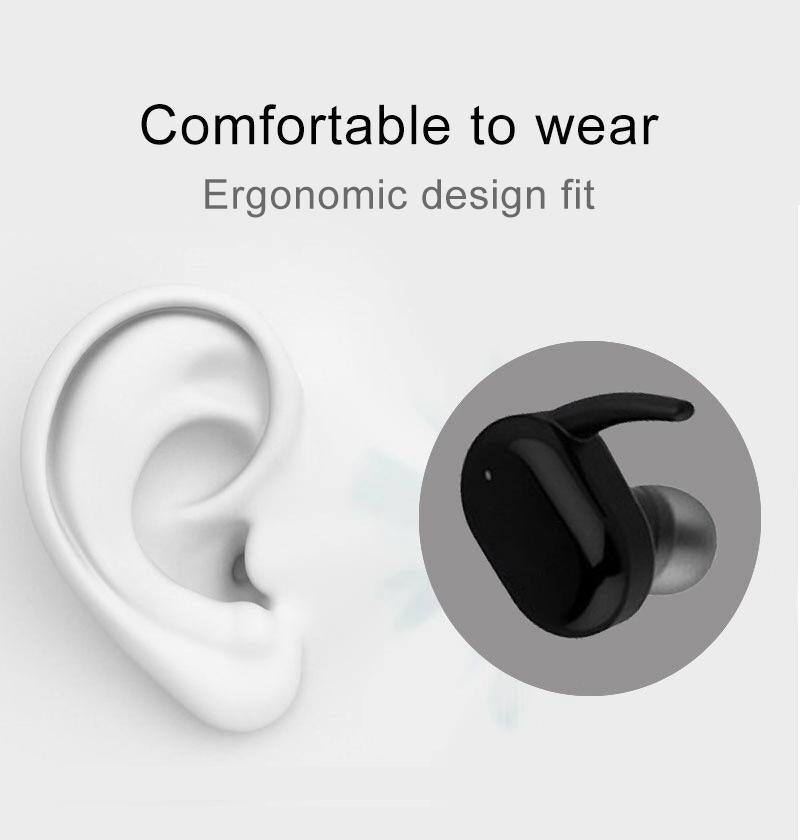Waterproof Touch Wireless Bluetooth Earphones + Charging Box - White