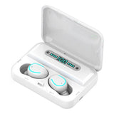 Touch Bluetooth Earphones with Noise Reduction & Breathing Light Digital Display and Charging Box - White - Front View