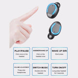Touch Bluetooth Earphones with Noise Reduction & Breathing Light Digital Display and Charging Box - White