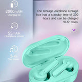Waterproof Bluetooth Earphones with Magnetic Charging Box - 5.0 - White - Close-Up Angle