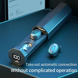 True Wireless Bluetooth Earphones with Digital Display and Charging Box - White - Top-Down View