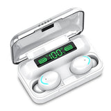 Bluetooth Earphone with Noise Reduction & Led Display - Black - Ip6D1057W Led Light White