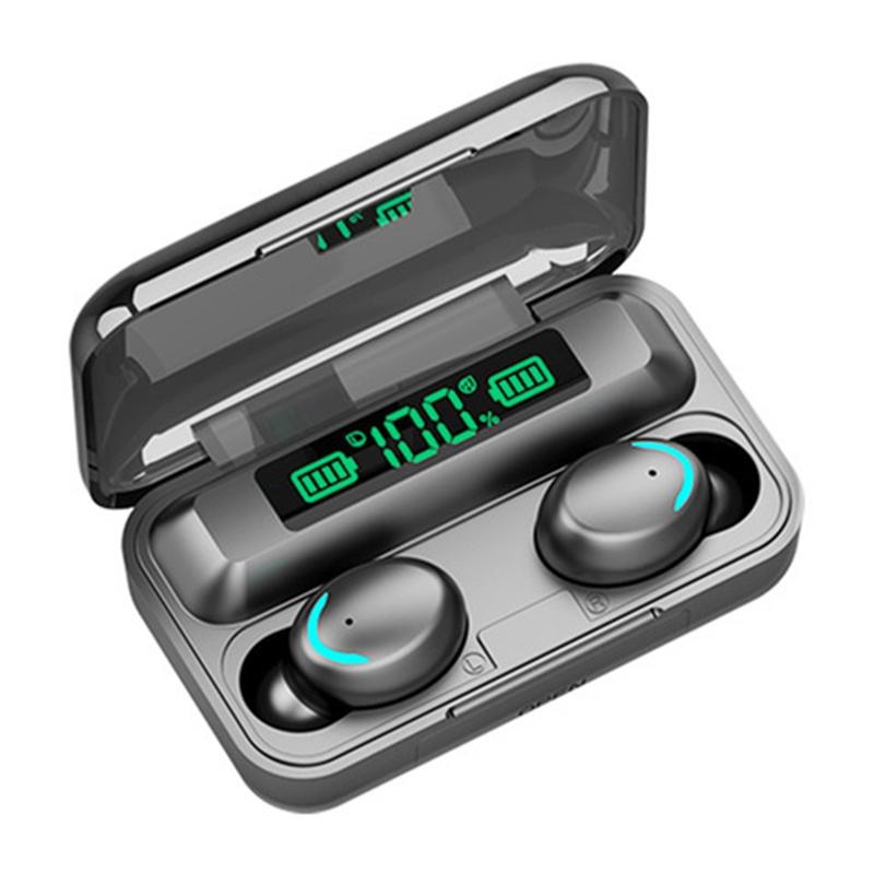 Bluetooth Earphone with Noise Reduction & Led Display - Black - Ip6D1057W Led Light White
