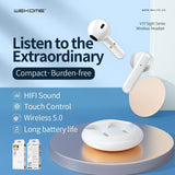 Wireless Stereo Bluetooth Earphones - V31 Sight Series White - Top-Down View