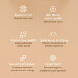 Touch Bluetooth Earphones with Noise Cancellation and Charging Box - White