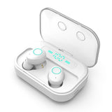 Wireless Stereo Bluetooth Headset with Charging Case and Digital Display - M7 Tws V5.0 - White - Side View