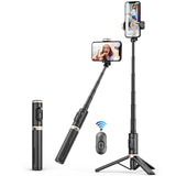 Reinforced Bluetooth Remote Control Selfie Stick with Hidden Design - White - Side View