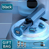 True Wireless Bluetooth Earphones with Digital Display and Charging Box - White - Side View