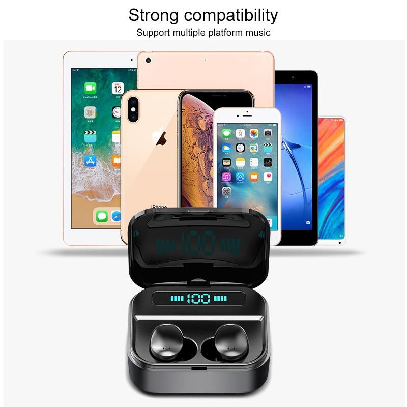 Wireless Stereo Bluetooth Headset with Charging Case and Digital Display - X7 Tws V5.0 - White