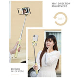 Wireless Selfie Stick with Remote Tripod - Compact Design - Yellow - Low Angle