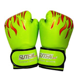 Adult Flame Pattern Pu Leather Boxing Gloves - Yellow - Extra Image