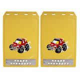 2 Pcs Premium Heavy Duty Molded Splash Mud Flaps Auto Front And Rear Fender Guard Small Size Random Pattern Delivery - Yellow - Rear View