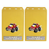 Premium Heavy Duty Molded Splash Front And Rear Mud Flaps Fender Guard Medium Size Random Pattern Delivery - Yellow - Rear View