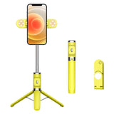 Bluetooth Remote Selfie Stick with Dual Fill Light and Tripod - Yellow