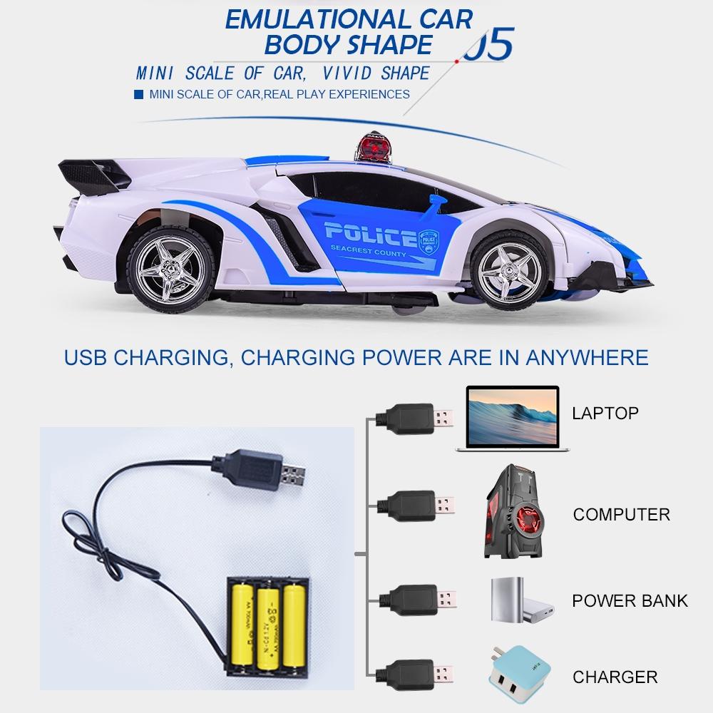 Remote-controlled Deformable Toy Car - 4 Channels - Yellow