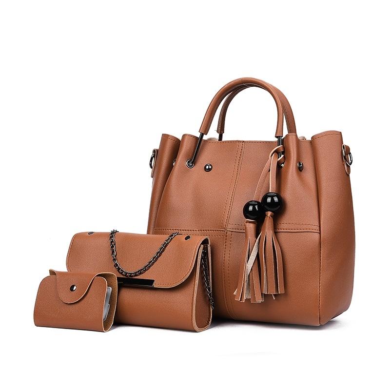 Versatile 3 In 1 Pu Shoulder Bag With Bear Tassel