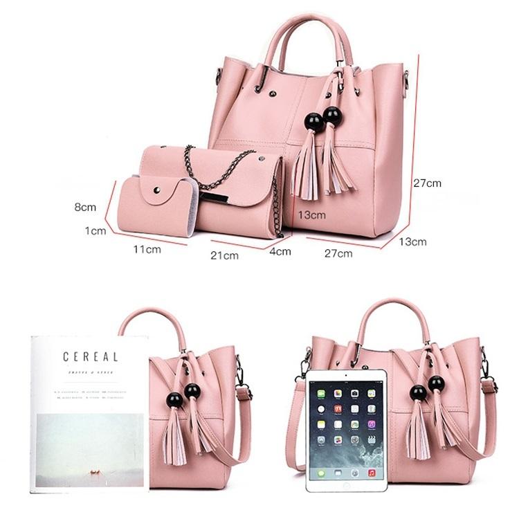 Versatile 3 In 1 Pu Shoulder Bag With Bear Tassel