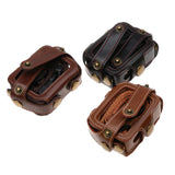 Leather Housing Case with Neck Strap and Buttons for Gopro Hero7 / 6 / 5 - Black - Brown - Rear View