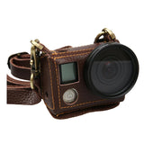 Genuine Leather Protective Case for Gopro Hero4 with Litchi Texture and Sling - Front View