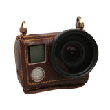 Genuine Leather Protective Case for Gopro Hero4 with Litchi Texture and Sling - Close-Up Angle