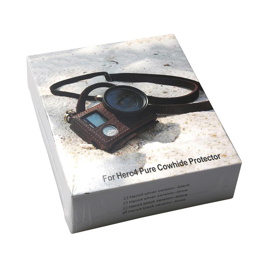 Genuine Leather Protective Case for Gopro Hero4 with Litchi Texture and Sling