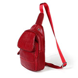 Men Litchi Texture Full Grain Cowhide Crossbody Bag - Brown - Side View