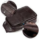 Men Litchi Texture Full Grain Cowhide Crossbody Bag - Brown - Rear View