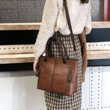 Stylish Brown Pu Shoulder Bag For Women - Top-Down View