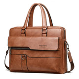 Retro Pu Leather Men Crossbody Bag - Light Brown - Front View