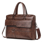 Retro Pu Leather Men Crossbody Bag - Dark Brown