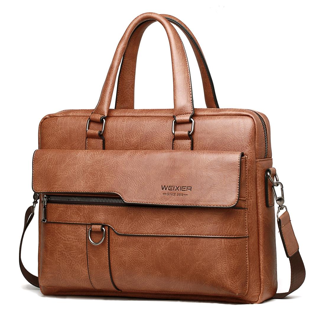 Retro Pu Leather Men Crossbody Bag - Dark Brown