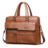 Retro Pu Leather Men Crossbody Bag - Dark Brown - Front View