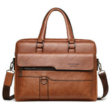 Retro Pu Leather Men Crossbody Bag - Dark Brown - Side View
