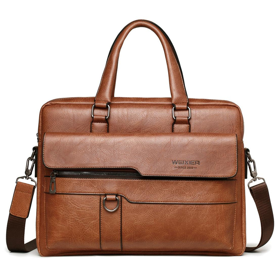 Retro Pu Leather Men Crossbody Bag - Dark Brown
