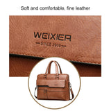 Retro Pu Leather Men Crossbody Bag - Dark Brown - Top-Down View