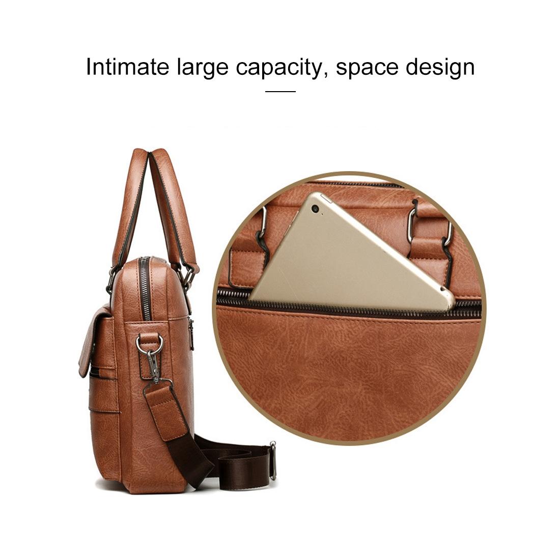 Retro Pu Leather Men Crossbody Bag - Dark Brown