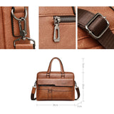 Retro Pu Leather Men Crossbody Bag - Dark Brown - Extra Image