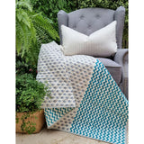 Reversible Baby Quilt in Organic Cotton - Little Fish Design (100x120cm) - Soft Blue - Front View