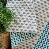 Reversible Baby Quilt in Organic Cotton - Little Fish Design (100x120cm) - Soft Blue